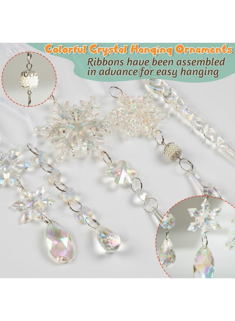 SYOSI 18 قطعة زينة شجرة عيد الميلاد زينة كريستالية - زينة كريستالية على شكل ثلج متدلية من الأكريليك لشجرة عيد الميلاد لاحتفالات الشتاء ورأس السنة الجديدة - Image 5